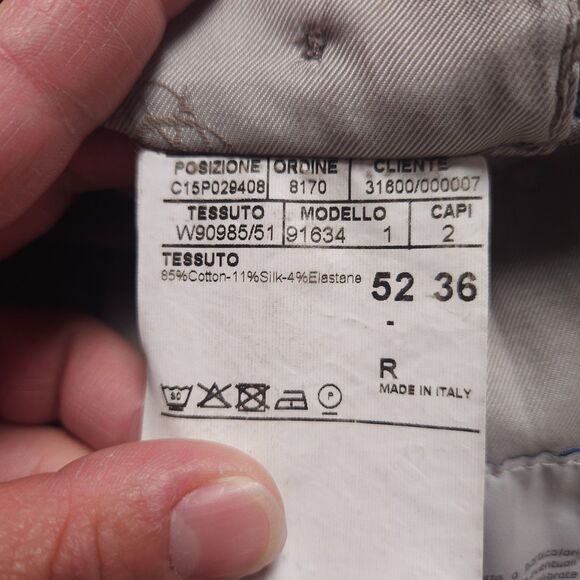 Canali Chino Pants Mens Size 54 (Fit 36x30) Cotton Silk Blend Made in Italy - Picture 7 of 13